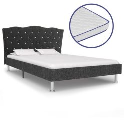Vente flash ???? VIDAXL Lit Et Matelas A Memoire De Forme Gris Fonce Tissu 140x200 Cm ????