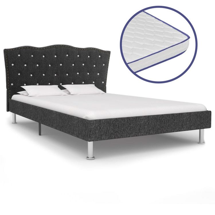 Vente flash ???? VIDAXL Lit Et Matelas A Memoire De Forme Gris Fonce Tissu 140x200 Cm ???? 3 Vente flash ???? VIDAXL Lit Et Matelas A Memoire De Forme Gris Fonce Tissu 140x200 Cm ????