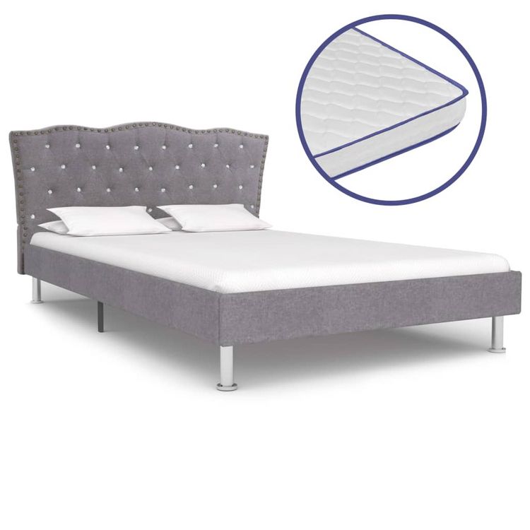 Nouveau ???? VIDAXL Lit Et Matelas A Memoire De Forme Gris Clair Tissu 140x200 Cm ???? 3 Nouveau ???? VIDAXL Lit Et Matelas A Memoire De Forme Gris Clair Tissu 140x200 Cm ????